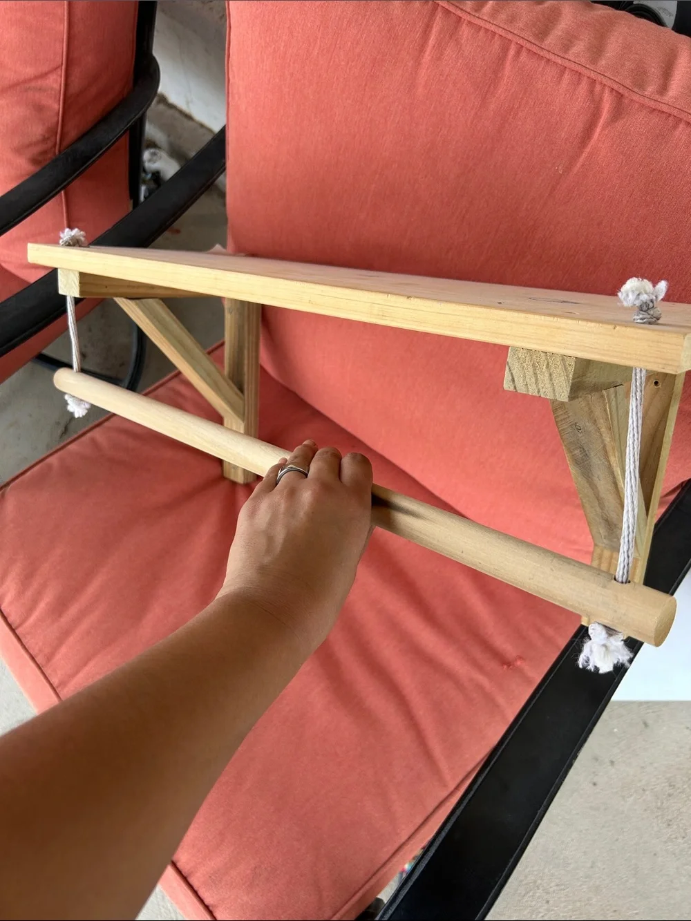 Natural Wood Wall Shelf with Dowels - Neutral Finish